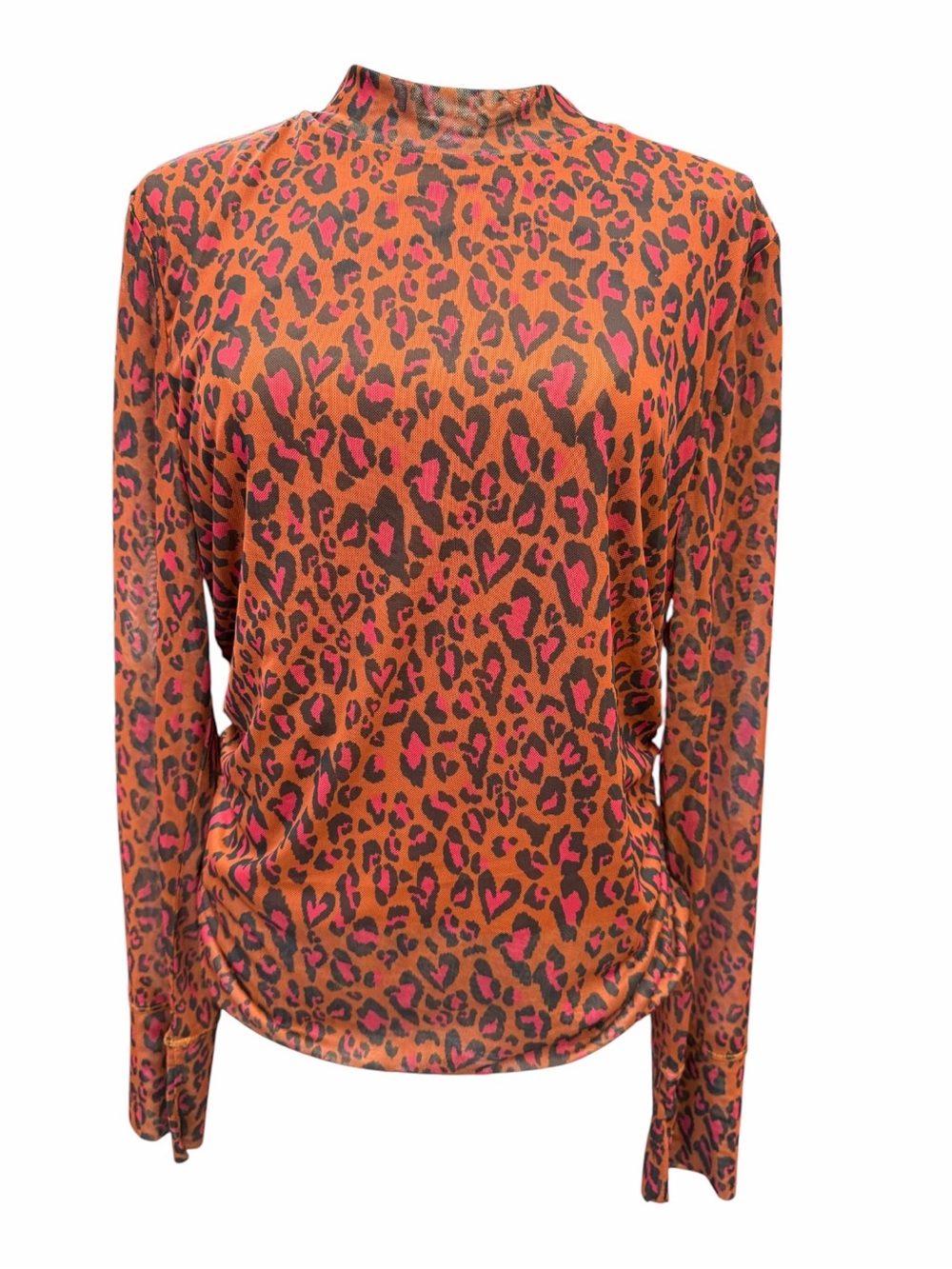 F16 Farm Rio Leopard Pop Caramel Tulle Mesh Sheer